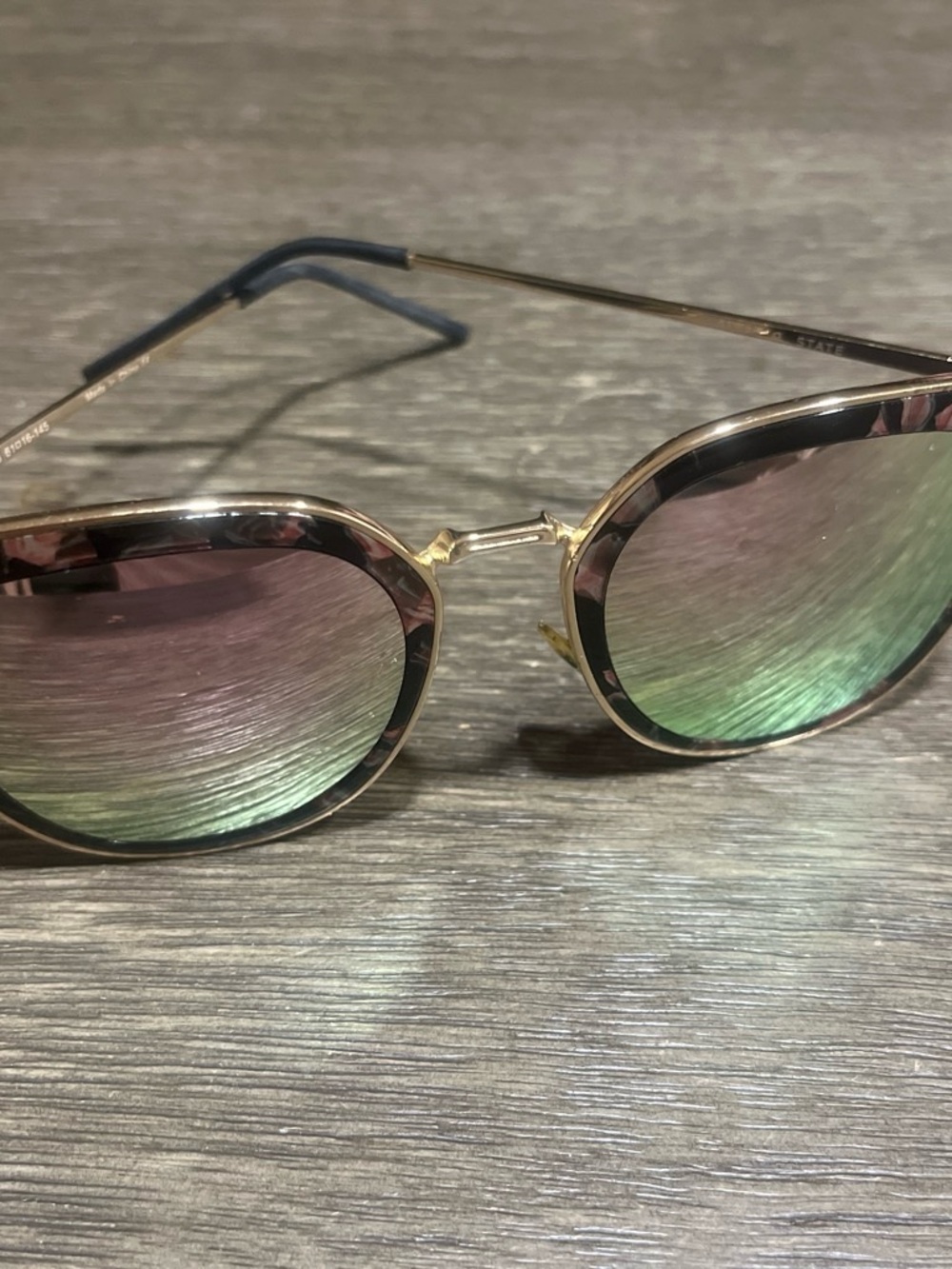 Altar'd State Gold Frame Sunglasses with Green Mirrored Lenses